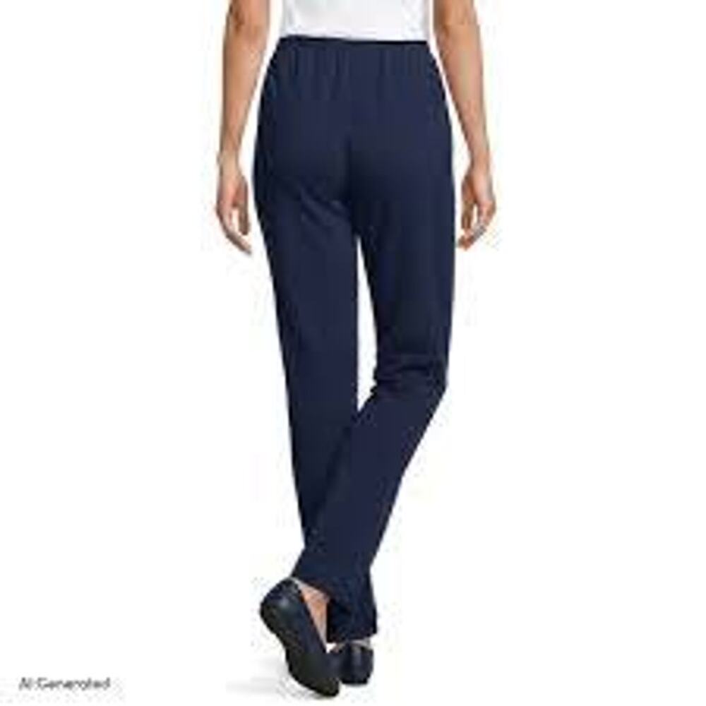 Lands End Sport Knit Pants Navy Blue Pull On Elastic Waist Womens Plus Size 18P
